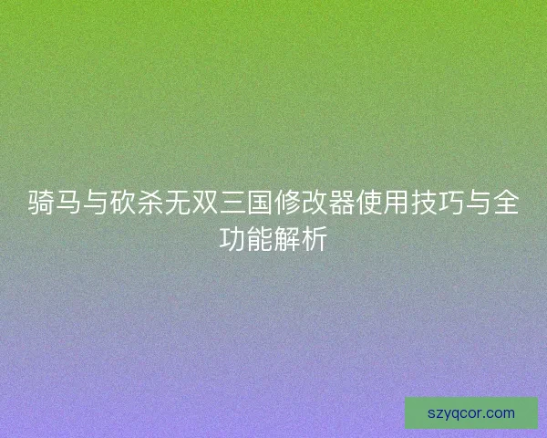 骑马与砍杀无双三国修改器使用技巧与全功能解析
